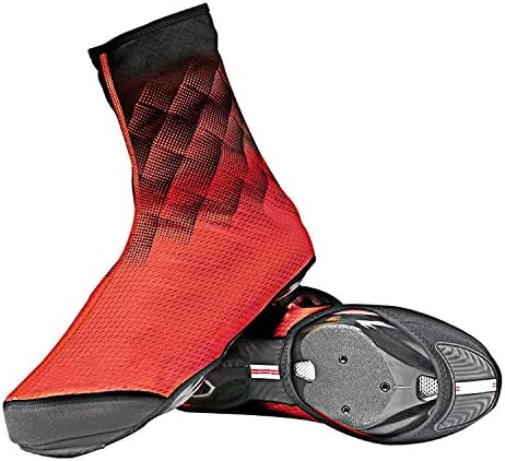 Waterproof Silicone Shoe Covers for Winter Cycling - Thermal Warm Overshoes for Men, Windproof Mountain Bike Accessories, Red Cycling Shoe Covers