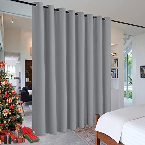 Image of RYB HOME Room Divider Curtains Blackout, Total Privacy Curtains Screen Partition, Noise Block & Thermal Insulated Drapes for Bedroom Sliding Door Backdrop, W 180 x L 108 inch, Sliver Grey, 1 Pc