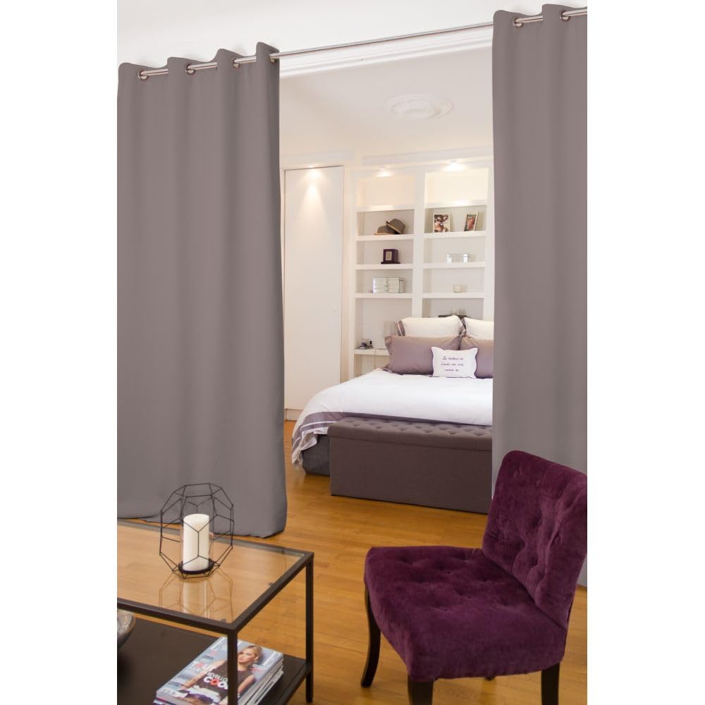 Moondream DecibelControl™ 4in1 Tenda acustica per la separazione di ambienti | Termica | Oscurante | Isolante | Tecnologia brevettata | Fabbricato in UE | Occhiello | Grigio MC7305 | 140L x 250A cm