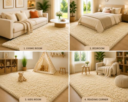 Image of Shaggy Carpet 4x6 Ft for Living Room & Bedroom (Light Mouse)