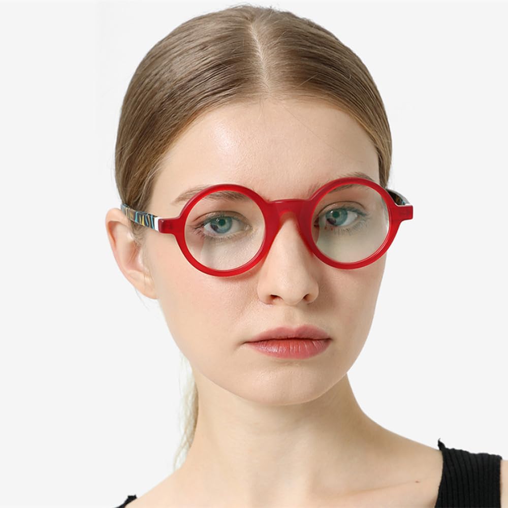 MUTYNE Occhiali da vista in acetato opaco multicolore Montatura da uomo Occhiali da vista rotondi grandi retrò Occhiali da vista da donna