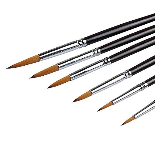 WLOT Artista Pintura Cepillos – Top Calidad (Mustela Pelo de Marta roja) con Mango Largo, Redondo Punta Juego de brochas de Pintura para acrílico, Aceite, Gouche y Acuarela