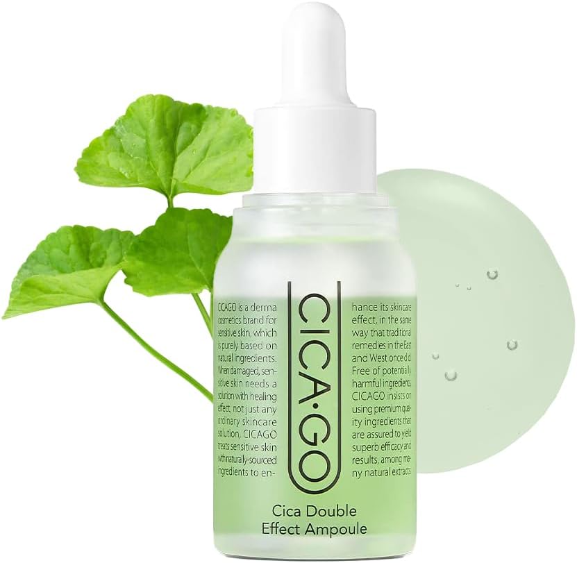 CICAGO Cica Double Effect Ampoule 30ml (1.01 fl.oz) | Soothing Faical Serum for Dryness and Irritation | Repairing Skin Barrier and Moisture Balance | Korean Skin Care