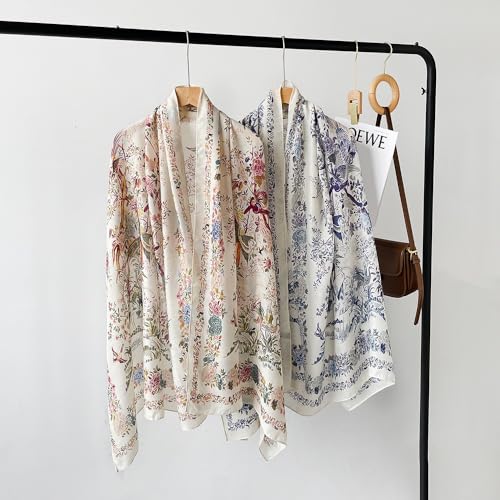 DOFOTWN Summer Scarf for Women Lightweight Floral Printed Scarf Fashion Cotton WrapScarf Beach shawl4