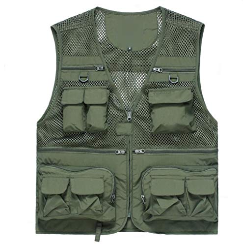 DAFREW Thin Vest Men's Outdoor Vests Casual Fishing Breathable Vests Summer Quick-Drying Vest (Color : Army Green, Size : XL)
