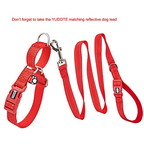 YUDOTE Reflektierende Martingale Hundehalsbänder,ausbruchsicheres Anti-Zug-Trainingshalsband mit Sicherheits-Schnellverschluss für schmale Kopfhunde erleichtern das Gehen,Mittel,Rot