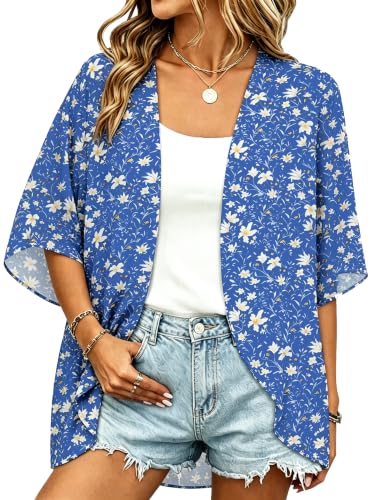 Image of Women Kimono Cardigans Casual Summer Tops Cover up Open Front Floral Print Resort Wear 2026