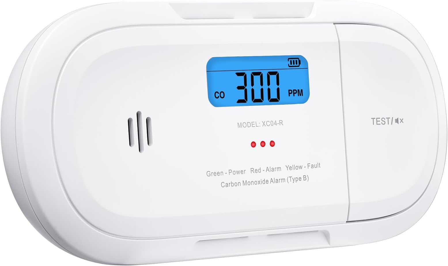 Carbon Monoxide Detector, 5-Year Replaceable Battery Carbon Monoxide Alarms for Home, Digital LCD Display CO Alarm Detector, Peak Value Memory, XC04-R