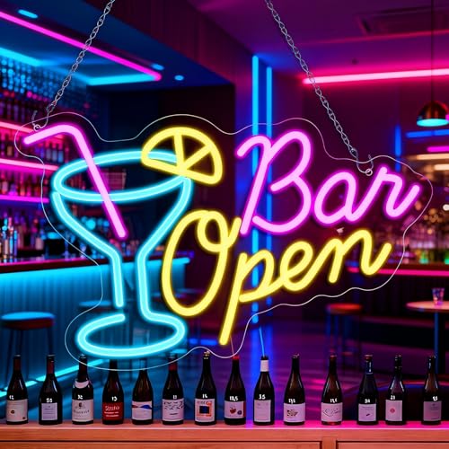 Cartel de neón con luz LED regulable con funcionamiento por USB, cartel luminoso para bar, cafetería, club, restaurante, tienda, decoración de pared 42 x 27 cm, decoración de cócteles