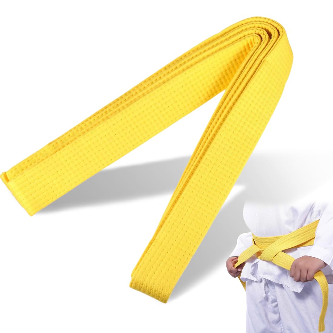 Cinturón de judo y karate de 280 cm, para deportes, artes marciales, cinturones profesionales de taekwondo, cinturón de Aikido, cinturón de tela gruesa para adultos(amarillo)