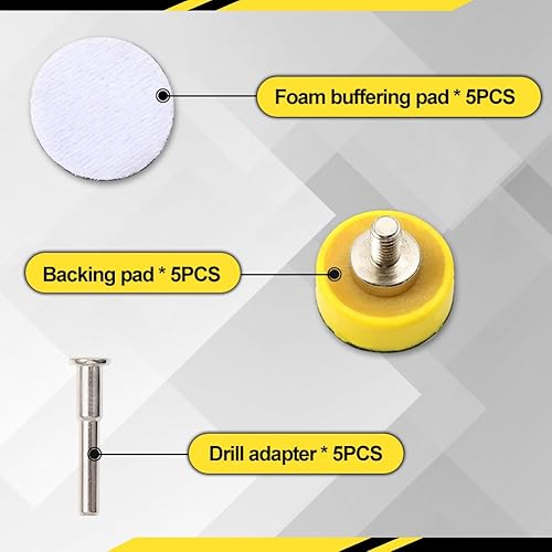 Miniatura 2 de SPEEDWOX Paquete de 5 discos de lijado de 1 pulgada con gancho y bucle con accesorio de taladro de vástago de pulgadas, almohadillas de respaldo y