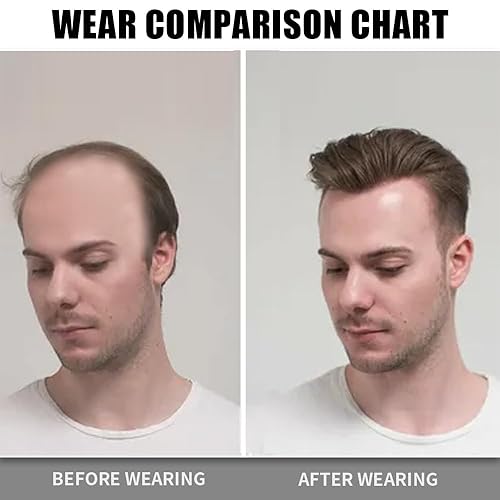 Miniatura 4 de Pelucas de cabello liso oscuro para hombres, pelucas modernas de moda, peluca completa sintética natural de reemplazo de pelo de los hombres