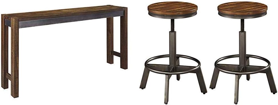 Signature Design by Ashley Ashley Furniture Signature Design - Torjin Counter Height Dining Room Table - Two-Tone Brown Torjin Stool - Set of 2 - Industrial Style - Two-Tone Brown/Gray