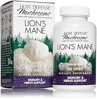 Host Defense, Lion's Mane Capsules, Promotes Mental Clarity, Focus and Memory, Mushroom Supplement, Unflavored, 120