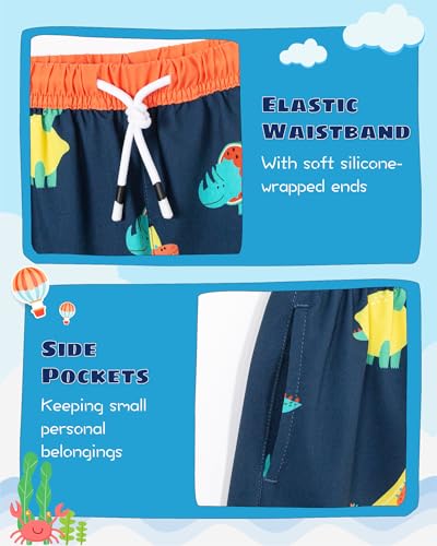 Image of SURF CUZ Boys Swim Trunks with Boxer Brief Liner Toddler Boy Stretch Swimsuit Shorts Quick Dry Swimming Trunks Bathing Suit