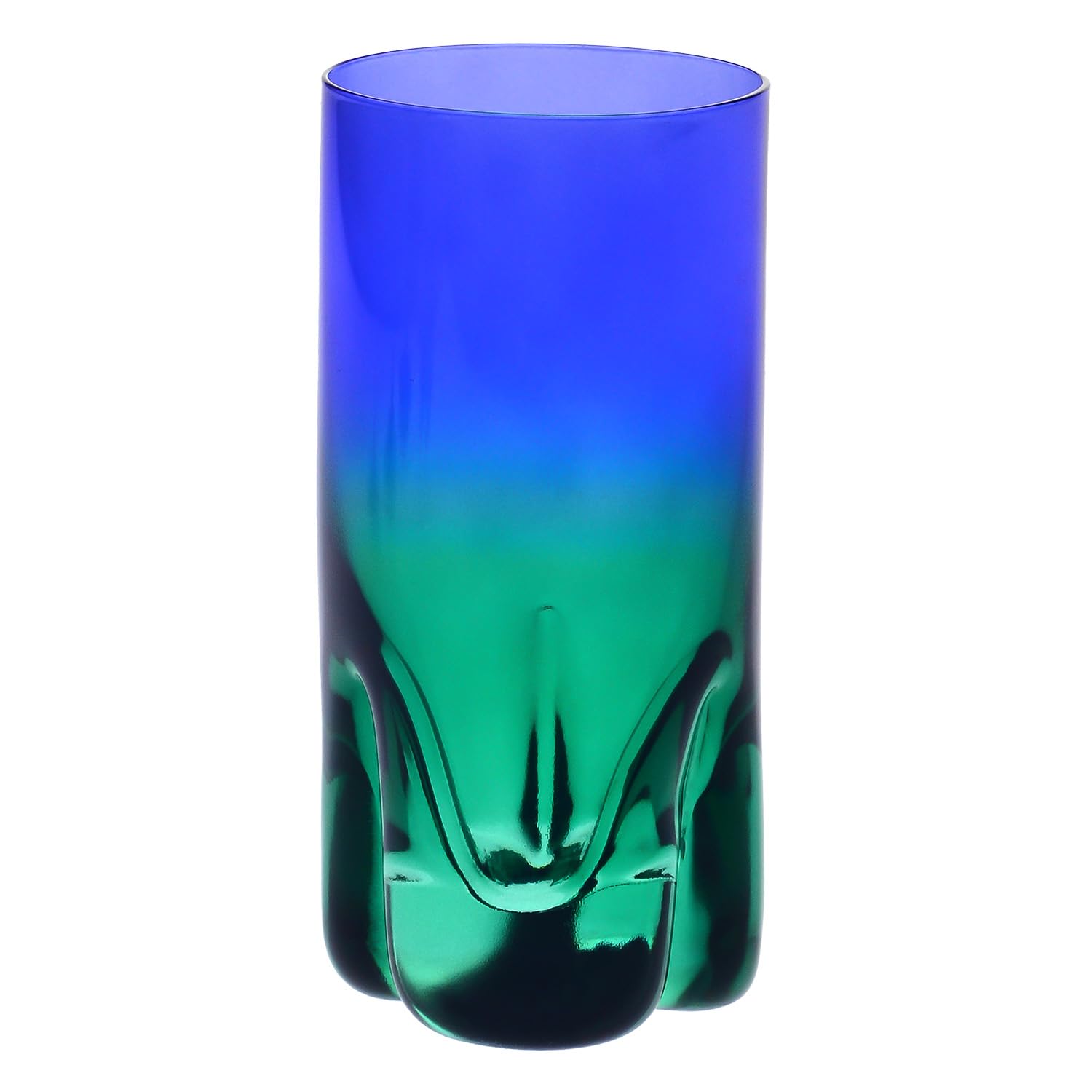 Krosno – Bicchieri per drink, acqua e succo 300 ml, set da 4 pezzi – Collezione Aurora – Dipinti a mano – Cristallo senza piombo – Ideali come regalo – Viola-Blu scuro e Verde-Blu scuro