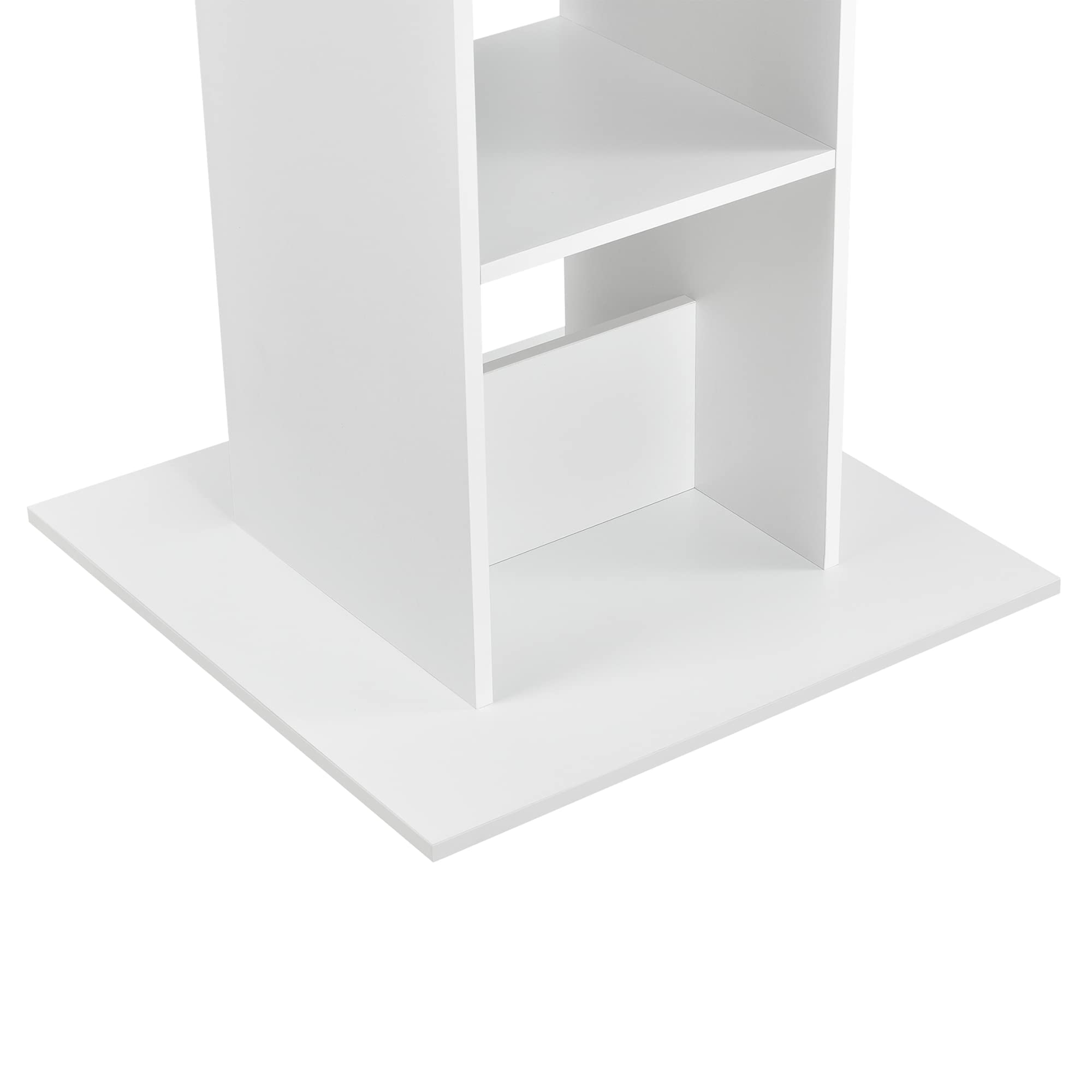 [en.casa] Tavolo Alto da Bar a 3 Ripiani Portabottiglie Tavolo Bistrot da Cocktail con Piano Quadrato per Sala da Pranzo Cucina Cucinotto 70x70x110 cm - Bianco