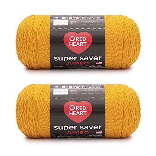 Image of Red Heart Super Saver Jumbo Gold Yarn - 2 Pack of 14oz /396g - Acrylic - 4 Medium (Worsted) - 744 Yards - Knitting /Crochet
