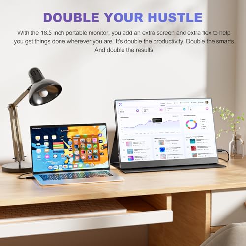 Image of 18.5 Inch Portable Monitor, FHD 120Hz IPS HDR 125% sRGB USB-C HDMI External Travel Monitor with Built-in Speakers, VESA Compatible for Laptop MacBook PC Surface PS5 Xbox