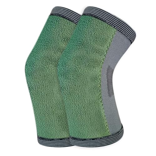 WABMJGW Rodillera térmica con forro caliente, antideslizante rodilla mangas de punto, deportes frío a prueba de viento elástico menisco Rodillera almohadilla soporte para rodilla fría,Black A-1 Pair