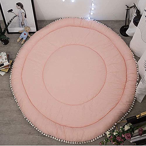 Lacomfy Baby Girl Play Mat Round Nursery Rug Play Mat For Baby Kids Crawling Cushion, Baby Floor Mat For Kids Playroom Nursery Decor, Baby Crawling Mat Kids Playmat For Infants Toddlers, 53In Pink #TOP2