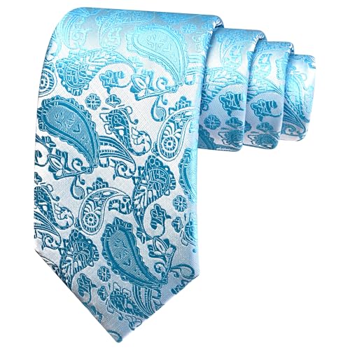 Image of GUSLESON 3.15 inch(8cm) Fashion Paisley Ties Mens Woven Jacquard Necktie for Wedding