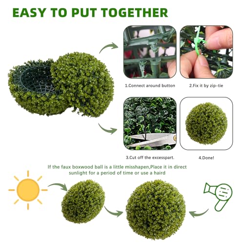 Topiary Ball 2 Pcs, Artificial Boxwood Topiary Balls Garden Spheres Decorative Balls for Outdoor Patio Garden and Indoor, Wedding Decoration, 21 Inch