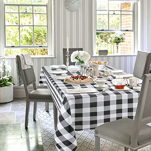 Hiasan Checkered Square Tablecloth - Stain Resistant, Waterproof and Wrinkle Resistant Washable Table Cloth for Dining Room, 30 x 30 Inch, Black and White Gingham Pattern by Hiasan - Image 2