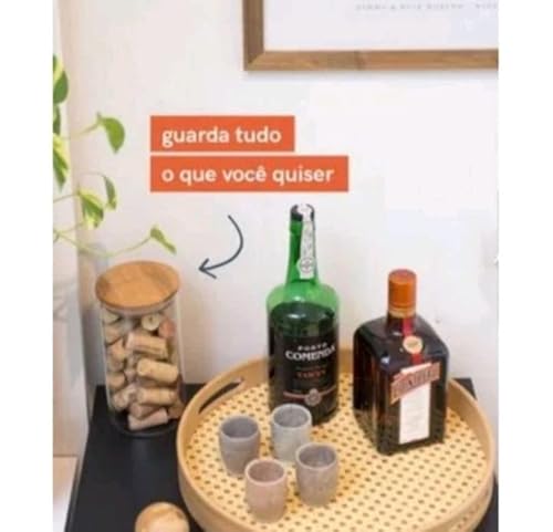 Kit 3 Potes De Vidro Herméticos Com Tampa de Bambu 550ml Frasco Porta Mantimentos