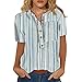 Camicia da donna con stampa, taglie grandi, con scollo rotondo, a maniche corte, camicia estiva, a forma di fiore, oversize, a maniche corte, Blu, M