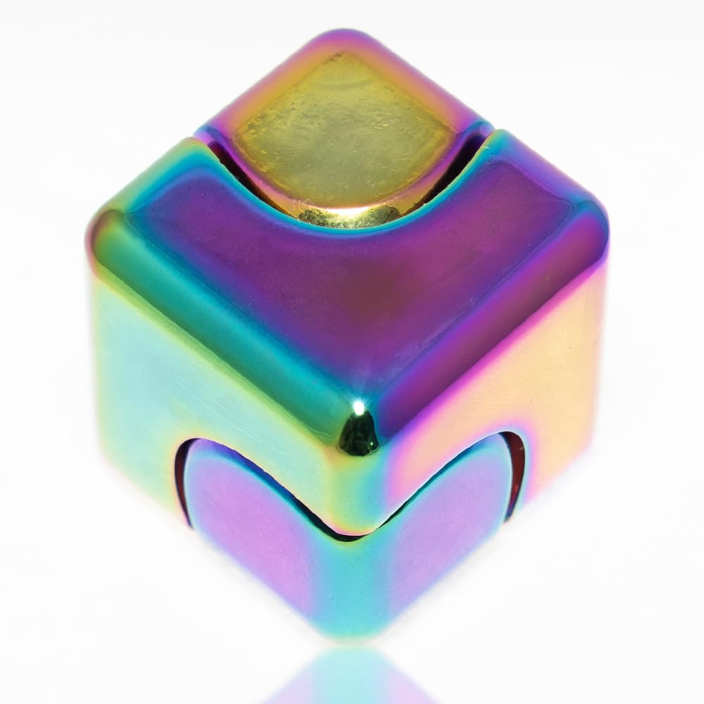 Cube Spinner Fidget Toy – Relieves Anxiety, ADHD, Stress & Boosts Focus – Durable Metal EDC, Fun & Quiet – Ideal for Kids & Adults. Multi-Colored.