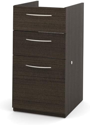 Bestar Embassy - Pedestal complementario con 3 cajones, 16 W, color chocolate oscuro