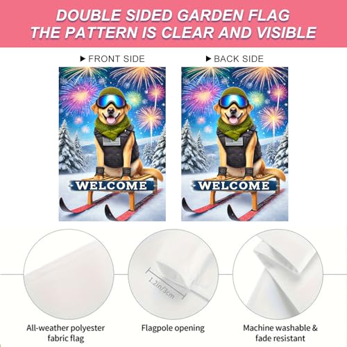 Image of BlissYard Labrador Sled Winter Garden Flag 12x18 Inch Polyester