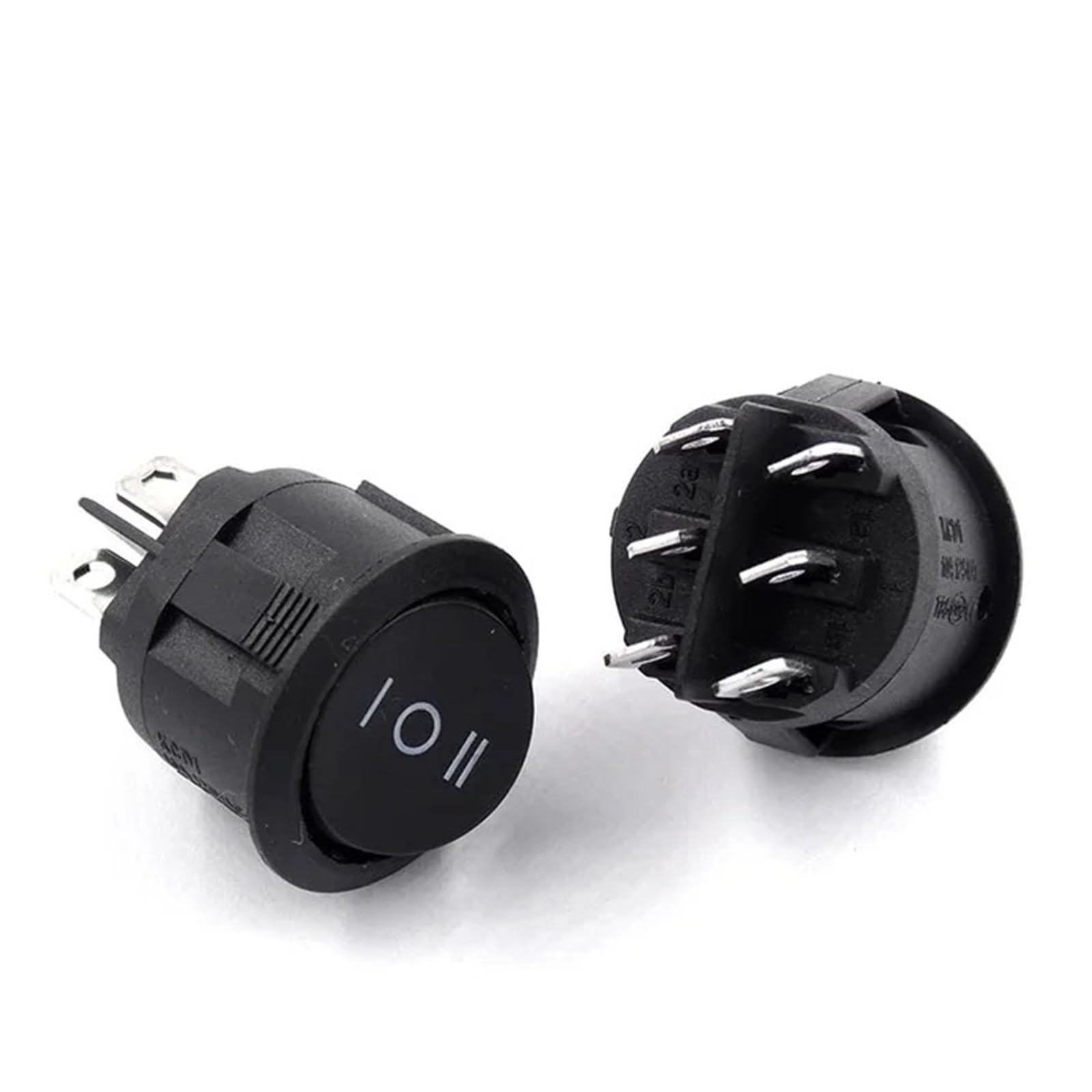 Buy 2-Pin Round Rocker Switch - Black & Red with Copper Contacts