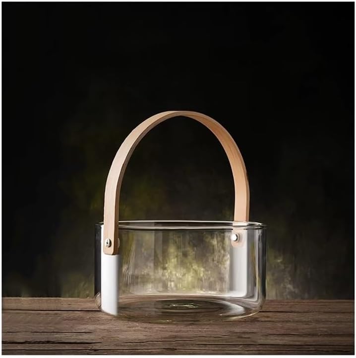 2.7 Liter Clear Glass Champagne Bucket,Ice Bucket with Easy-to-Carry Handles, Ice Buckets for Parties, Indoor and Outdoor Parties(Clear)