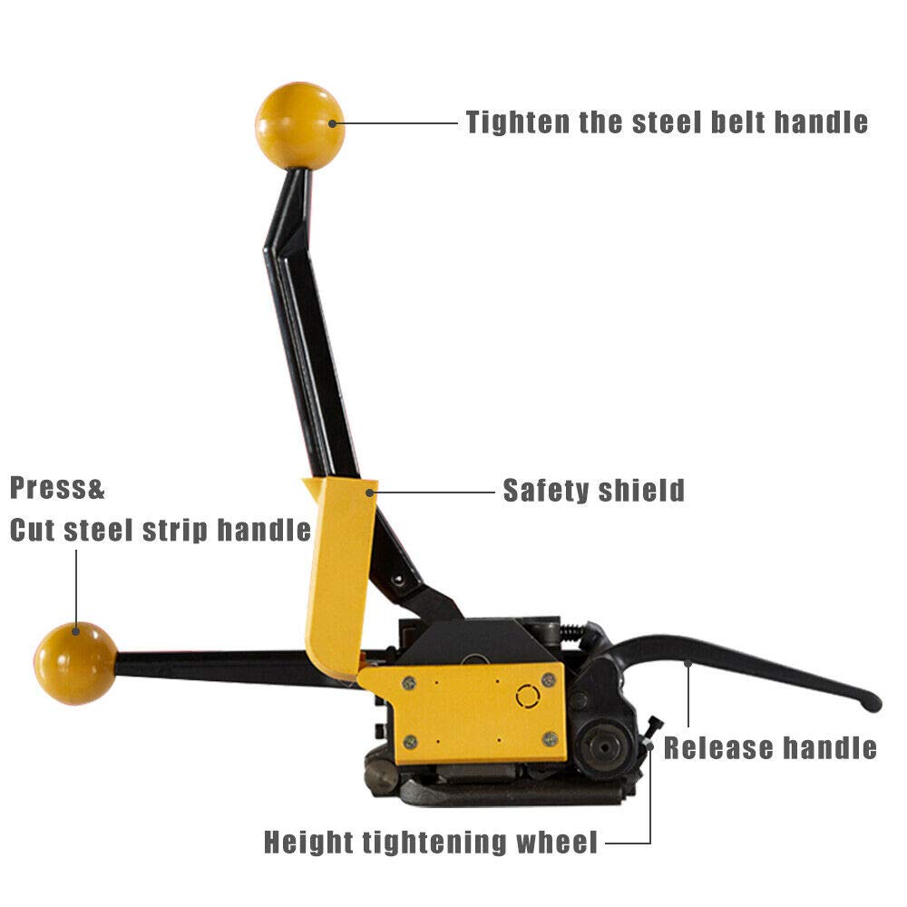 Fayelong Tendireggia Manuale Reggette per Reggiatrici e Cutter per Imballaggi in Acciaio Kit di Reggiatura Set Completo per Cinghie d'acciaio di larghezza 13-19mm