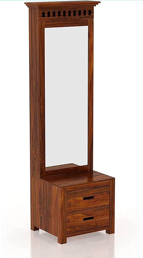 RJ kitchenware Store Sheesham Wood Dressing Table with 2 Drawer and 1 Door Storage for Living Room Bedroom Wooden Vanities for Home Solid Wood Bedroom Furniture (Natural Finish)