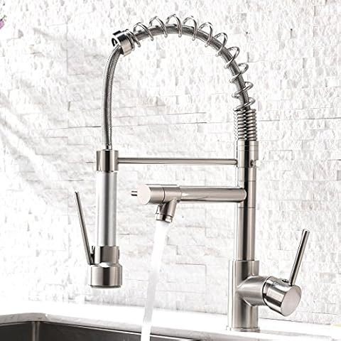 AIMADI Contemporary Kitchen Sink Faucet,Single Handle Stainless Steel Kitchen Faucets with Pull Down Sprayer,Brushed Nickel Cover
