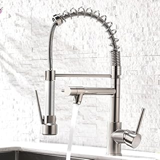 AIMADI Contemporary Kitchen Sink Faucet,Single Handle Stainless Steel Kitchen Faucets with Pull Down Sprayer,Brushed Nickel