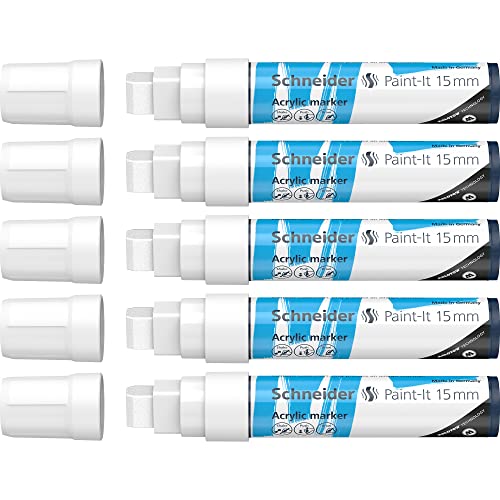 Stylos acryliques blancs Schneider Paint-It 120349 à pointe haute couvrante pour pierre et bois