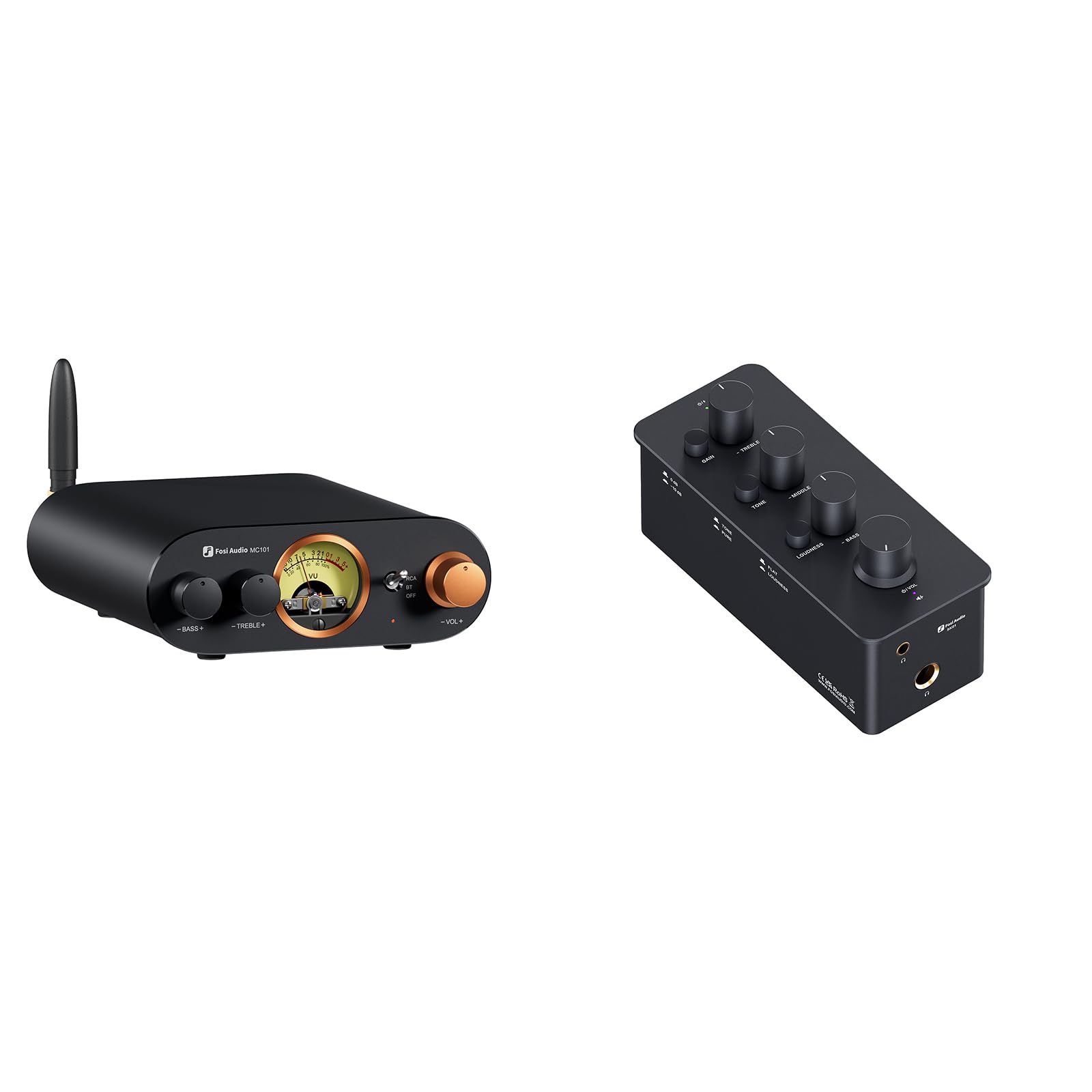 Fosi Audio SK01 Headphone Amplifier Equalizer Preamp and MC101 Bluetooth Stereo Amplifier Home Audio Component