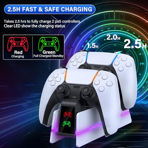 ps5-controller-charger-station - charging station for playstation 5 dualsenseedge controller with 9 color led light fast charging dock amp holder charger stand for ps5slimpro remote accessories