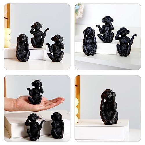 Set de 3 estatuas de mono de resina decorativas miniatura 6