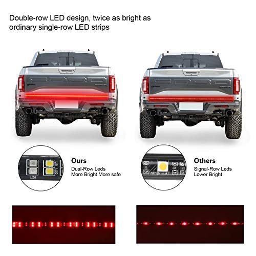 Truck Tailgate Light Bar Double Row LED Flexible Strip 60" Turn Signal Brake Reverse light for Pickup Trailer, Red/White (60 INCH, 2 Row) - Thumbnail 7
