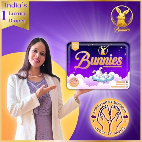 Image of Bunnies Premium All Night Absorb Pant Style Baby Diapers, Extra Large (XL) Size 12-18kg, Pack of 25 Ultra Soft Babies Diapers with Leakage Guard & Anti-Bacterial with 12 Hours Absorption