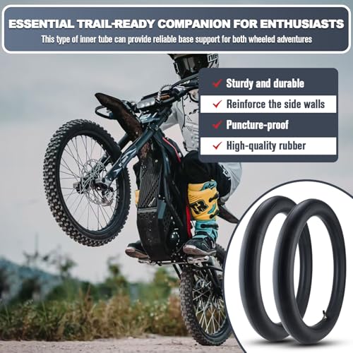 Image of (2-Pack) 2.75 /3.00-19 inch Dirt Bike Inner Tube, Heavy Duty 70 /100-19 Dirt Bike Tube with TR4 Valve for Surron, Talaria, EridePro, Segway, UltraBee and More