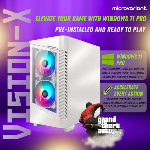 Image of Vision-X Gaming PC | Core I7 8th Gen | RTX 3050-6GB GPU | 16GB RAM | 1TB NVMe SSD | 5G WiFi+BT Dongle | Windows 11 Pro | USB 3.0 /HDMI /VGA Port | White