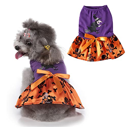 Yoption Halloween Dog Cat Costumes Witch Skeleton Dress, Pet Party Outfits Cosplay Hoodie Funny Puppy Cats Skirt (Xl) #TOP4