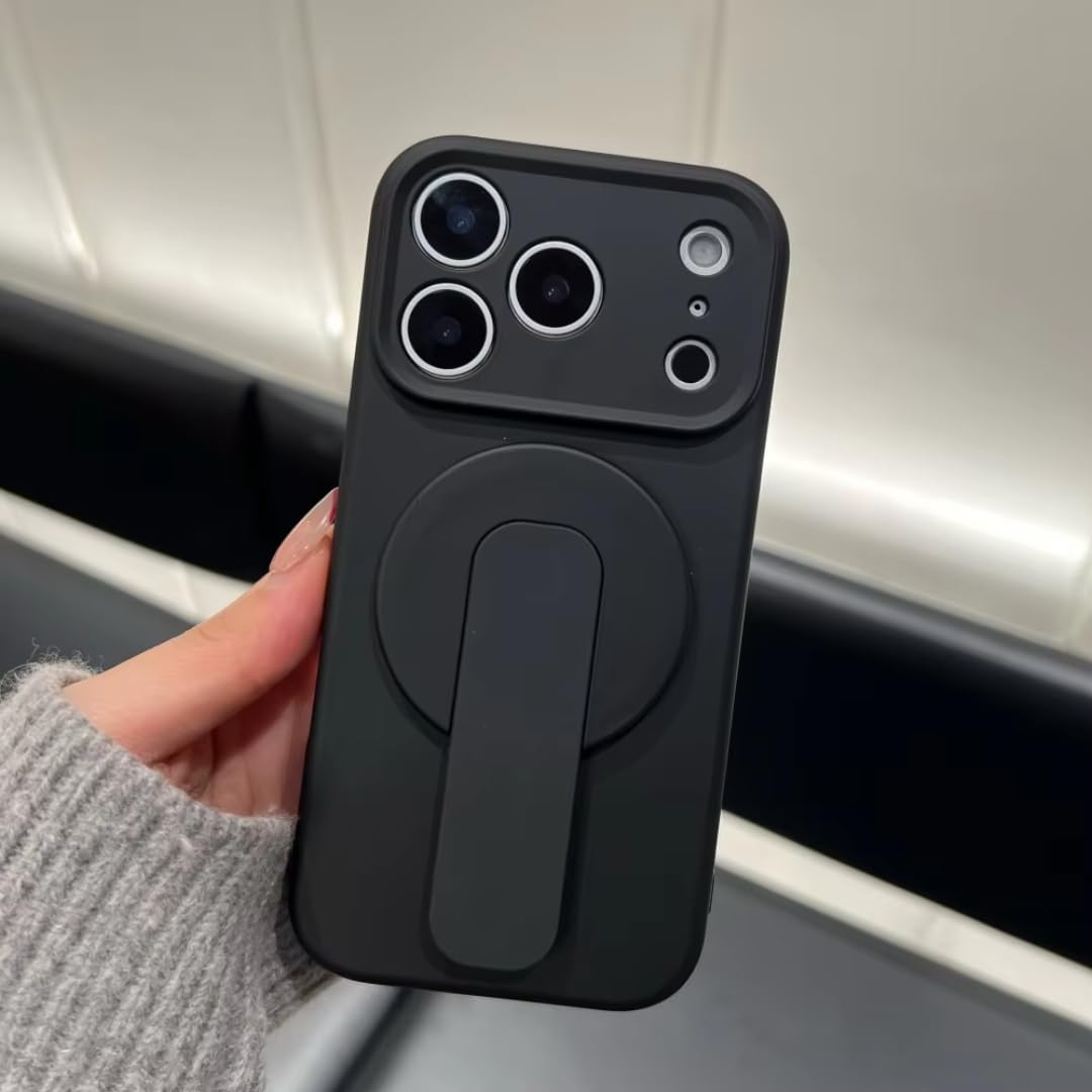 Custodia con supporto in silicone liquido per iPhone 17 Air 16 Plus 15 14 13 12 Pro Max 16e con cover posteriore morbida magnetica (per iPhone 13/Nero)