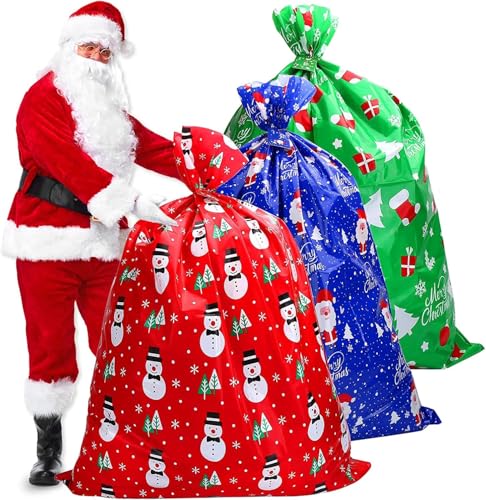 SULOLI 3 Stück Weihnachtssack groß,XXL Weihnachtssack,Geschenkbeutel...